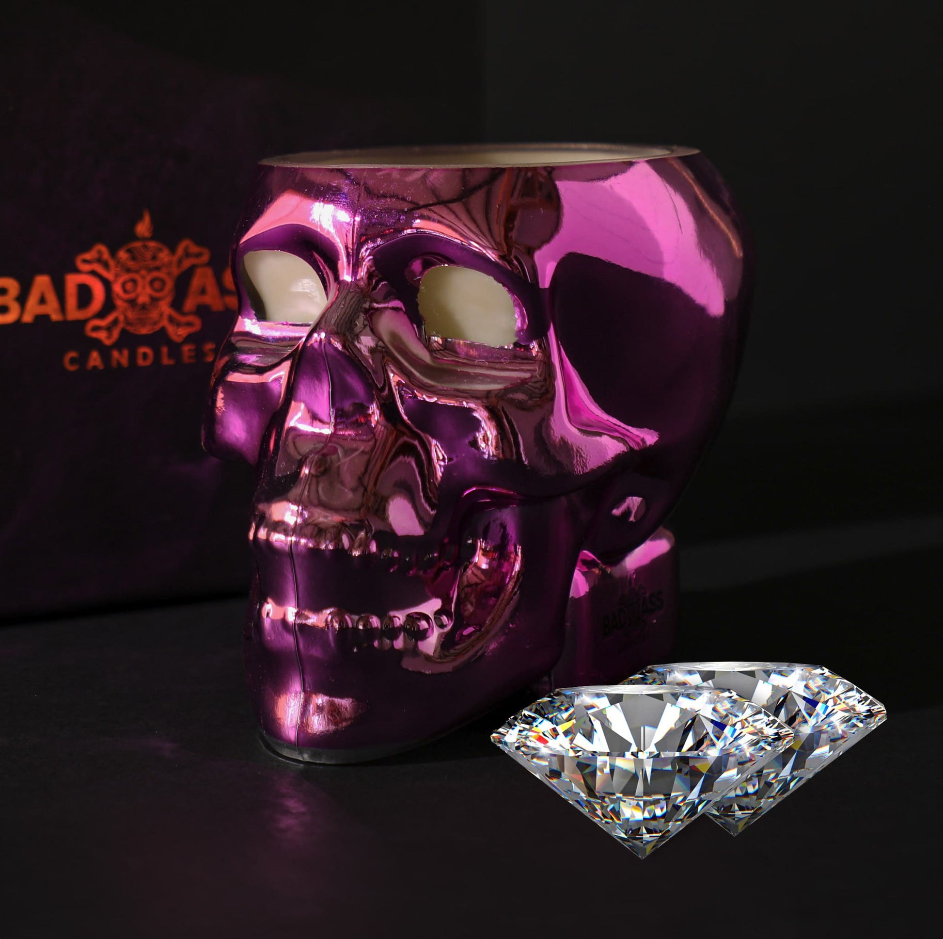 Glam Pink Skull Diamond Candle by Badass Candles