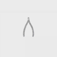 14K White Gold Diamond Wishbone Chain Slides