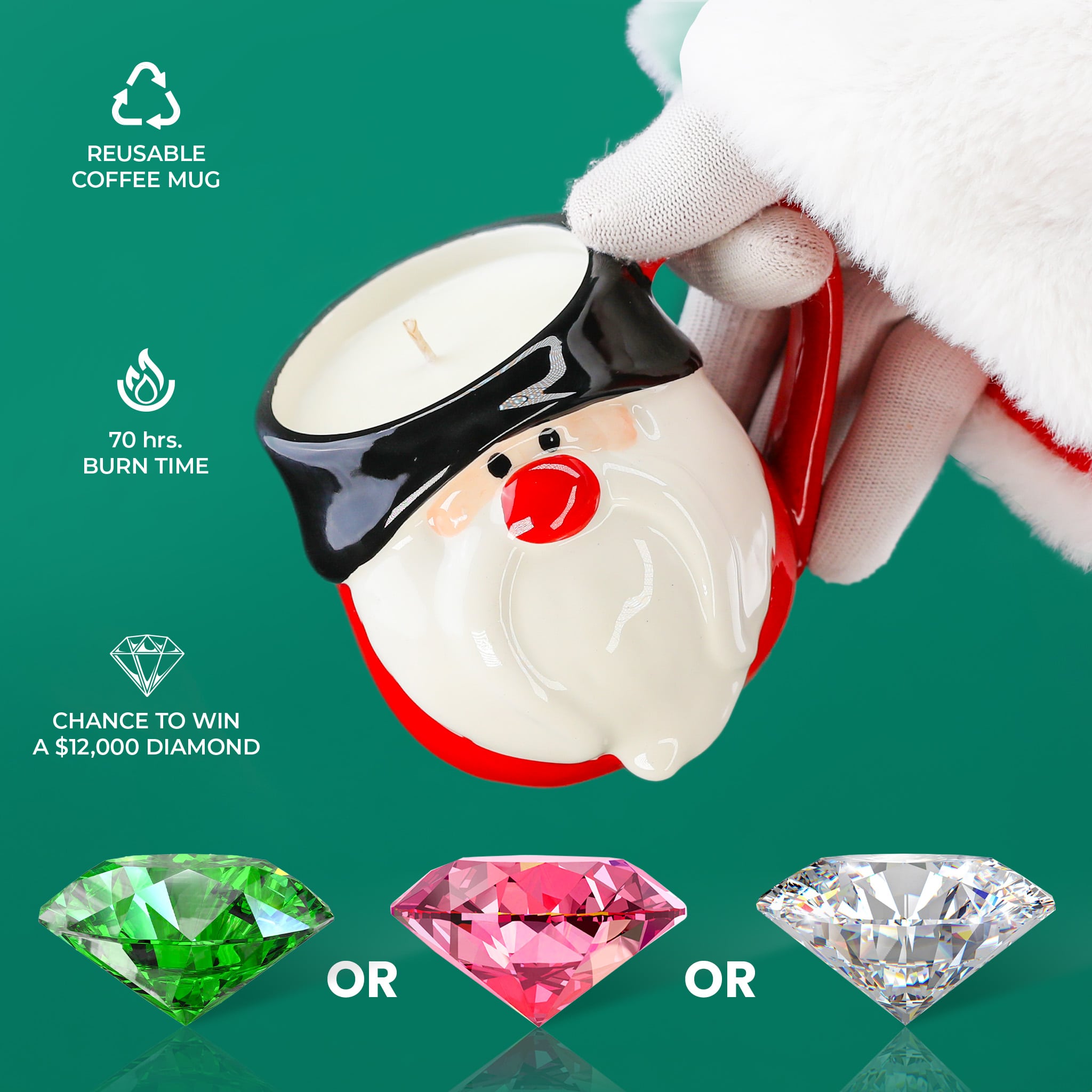 Emerald/Ruby/Diamond? Reusable Santa Mug