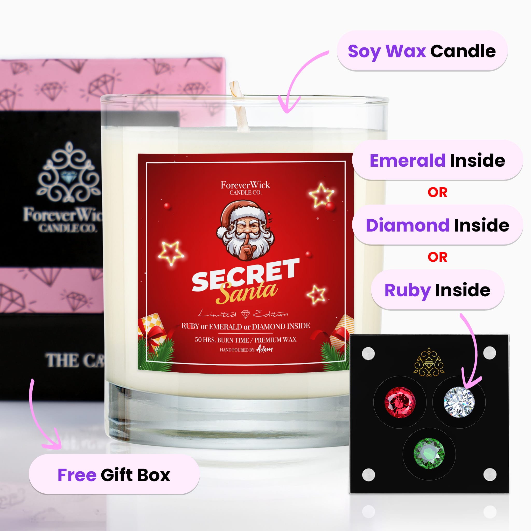 Secret Santa Diamond Candle