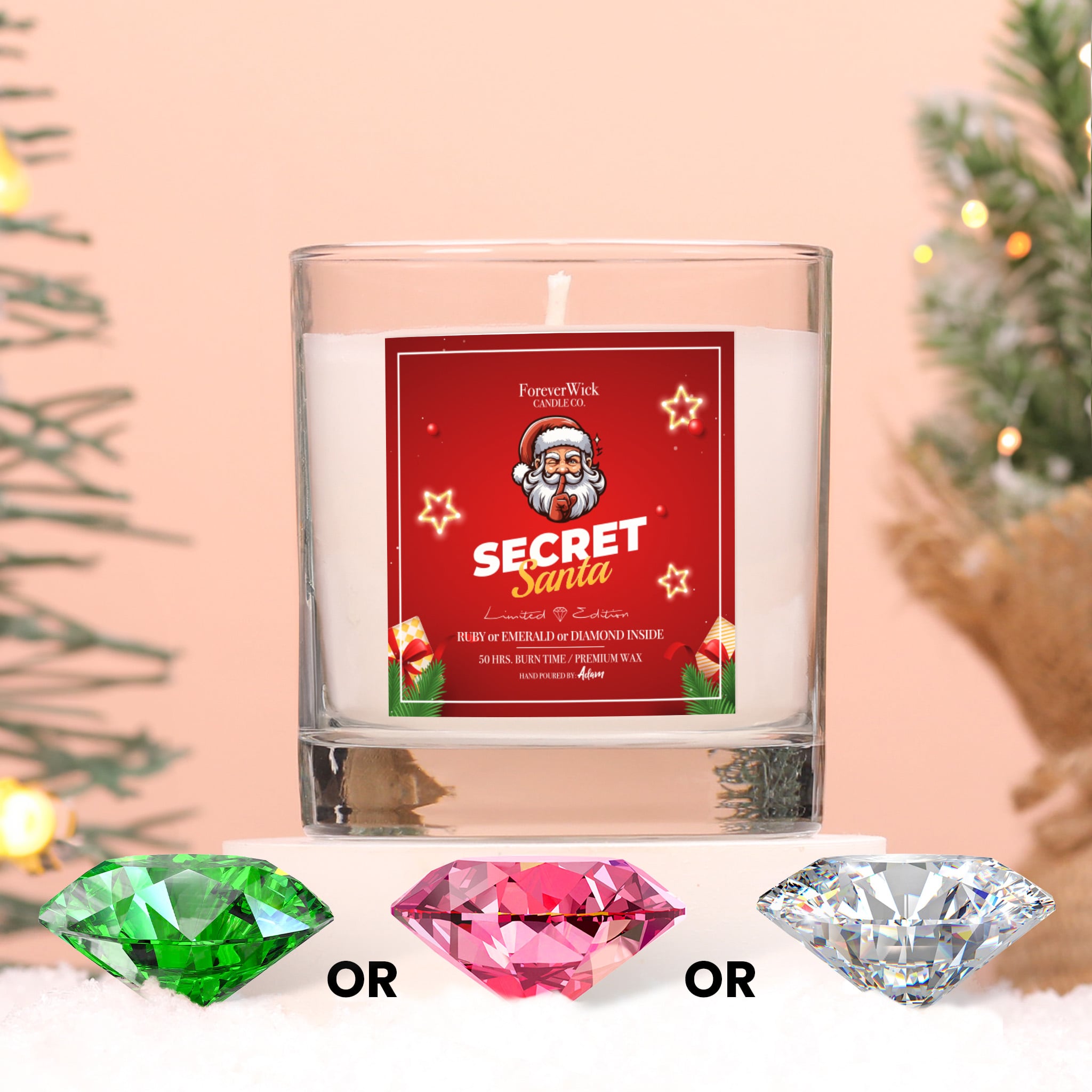 Secret Santa Diamond Candle