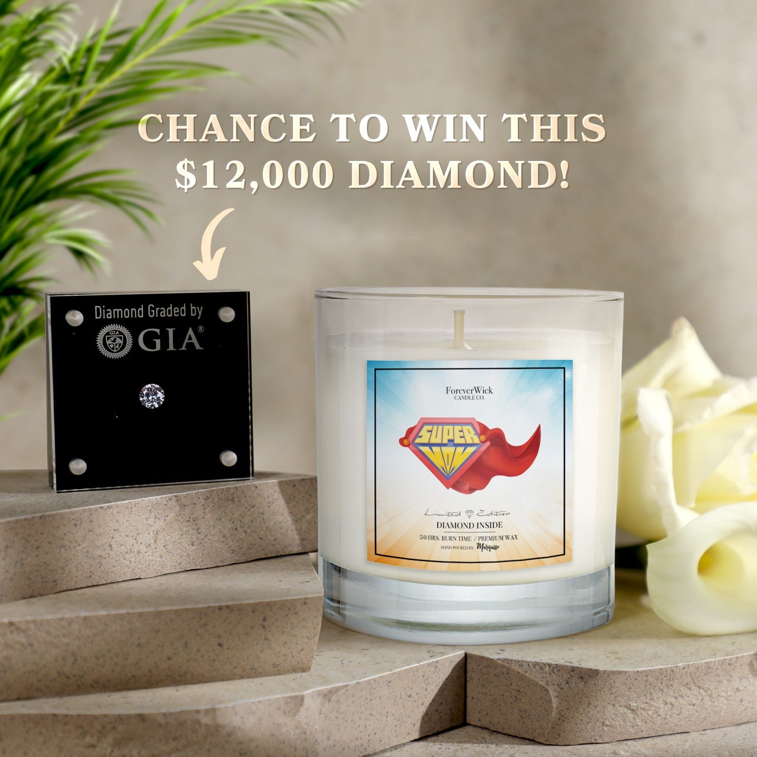 Super Mom Diamond Candle