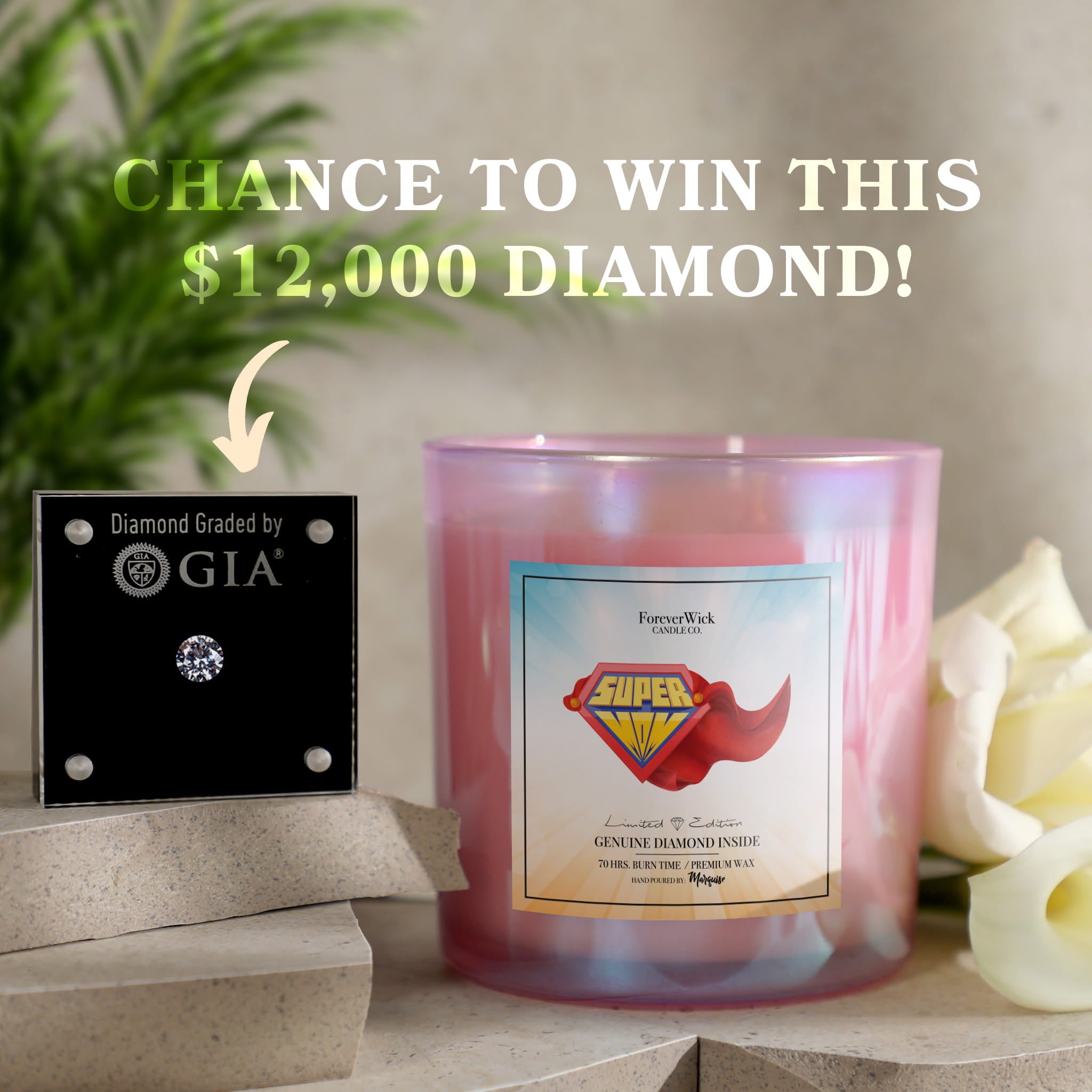 Super Mom Sparkle Diamond Candle