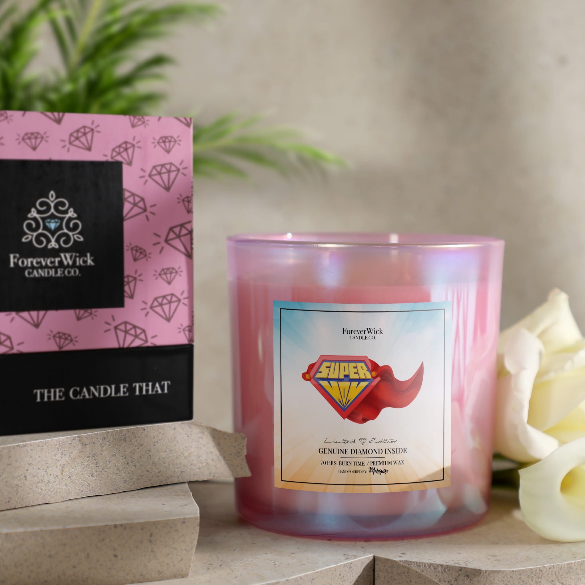 Super Mom Sparkle Diamond Candle