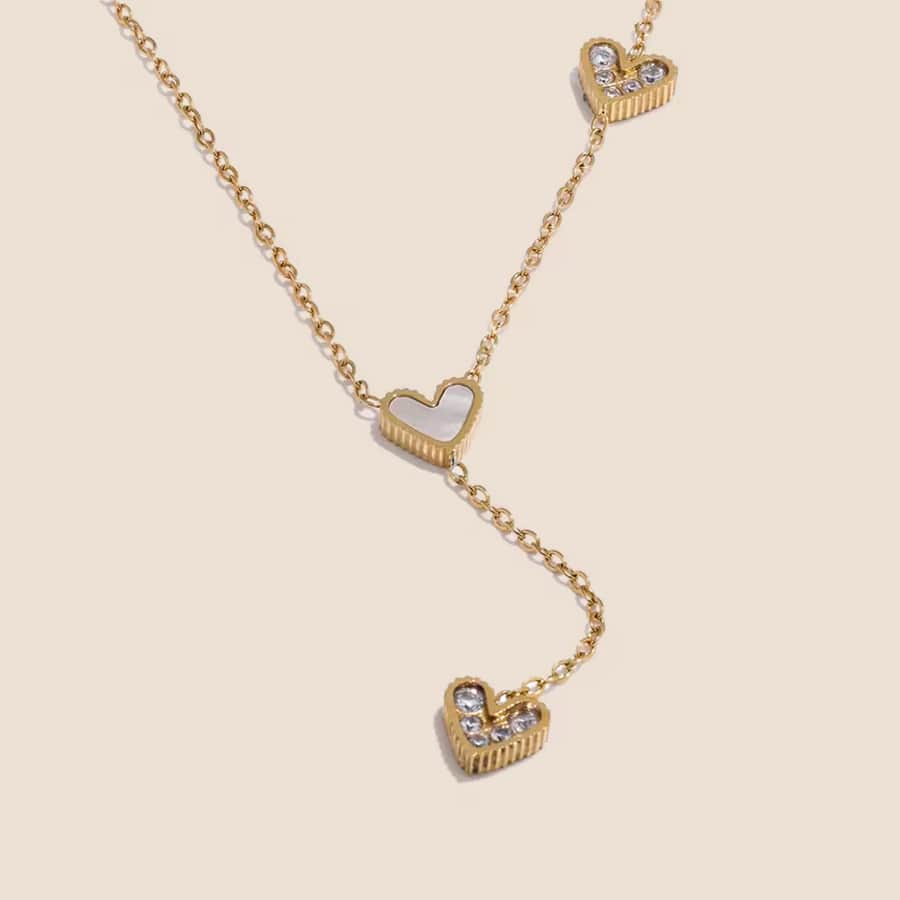 18K Gold PVD Sweetheart Necklace w/ Zirconia Heart