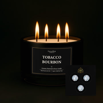 Tobacco Bourbon 4 Wick Candle + 3 Diamonds Inside