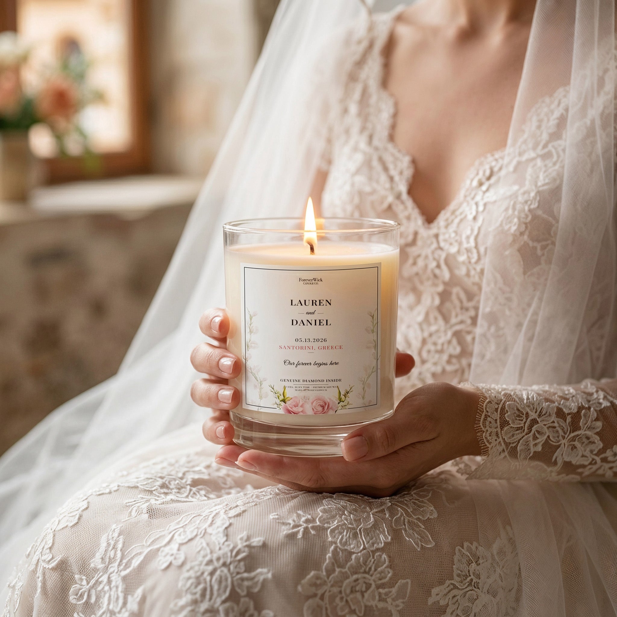 Wedding Favor Keepsake Candle (With Real Diamond's Inside)