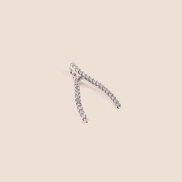 14K White Gold Diamond Wishbone Chain Slides