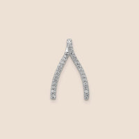 14K White Gold Diamond Wishbone Chain Slides