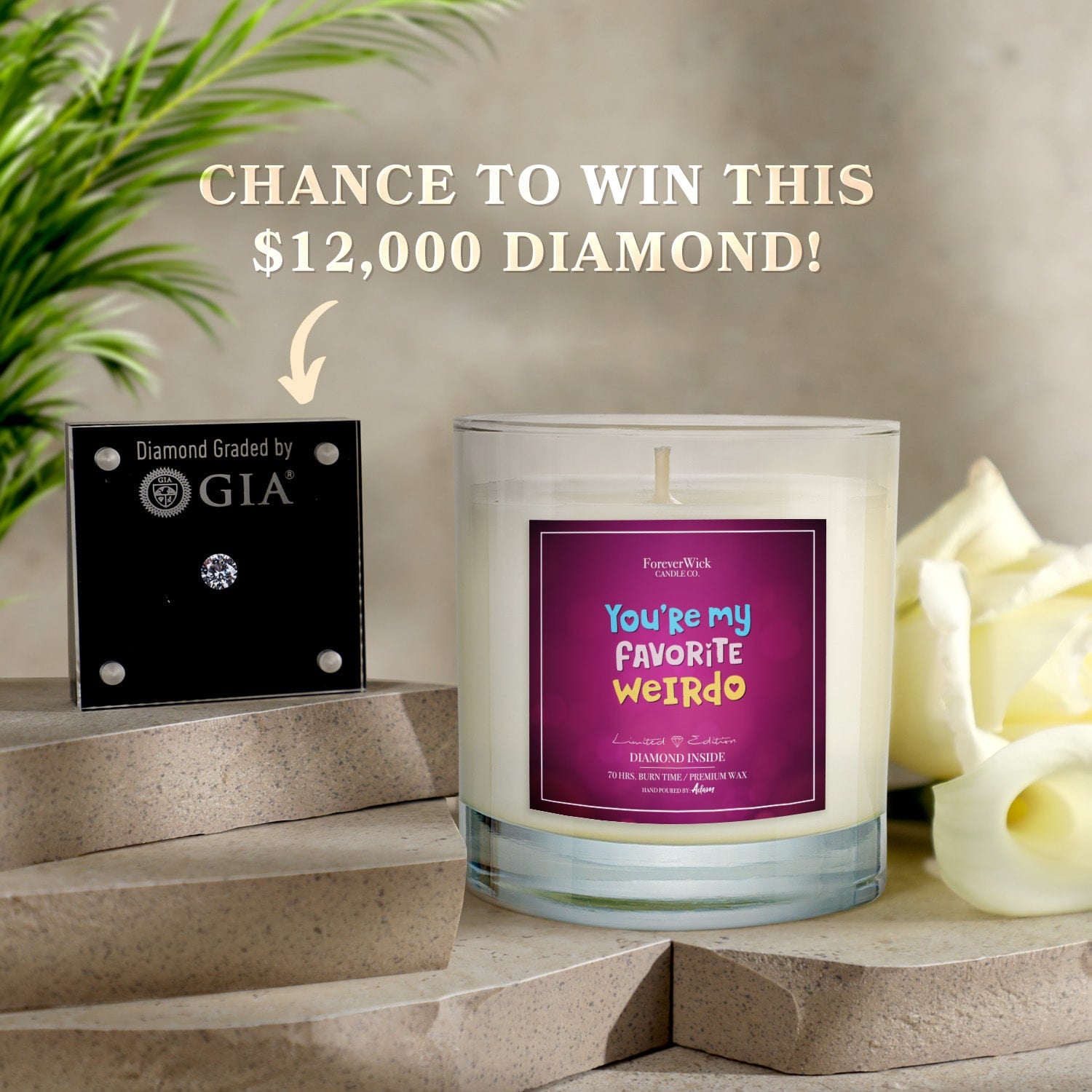 You're My Favorite Weirdo Diamond Candle