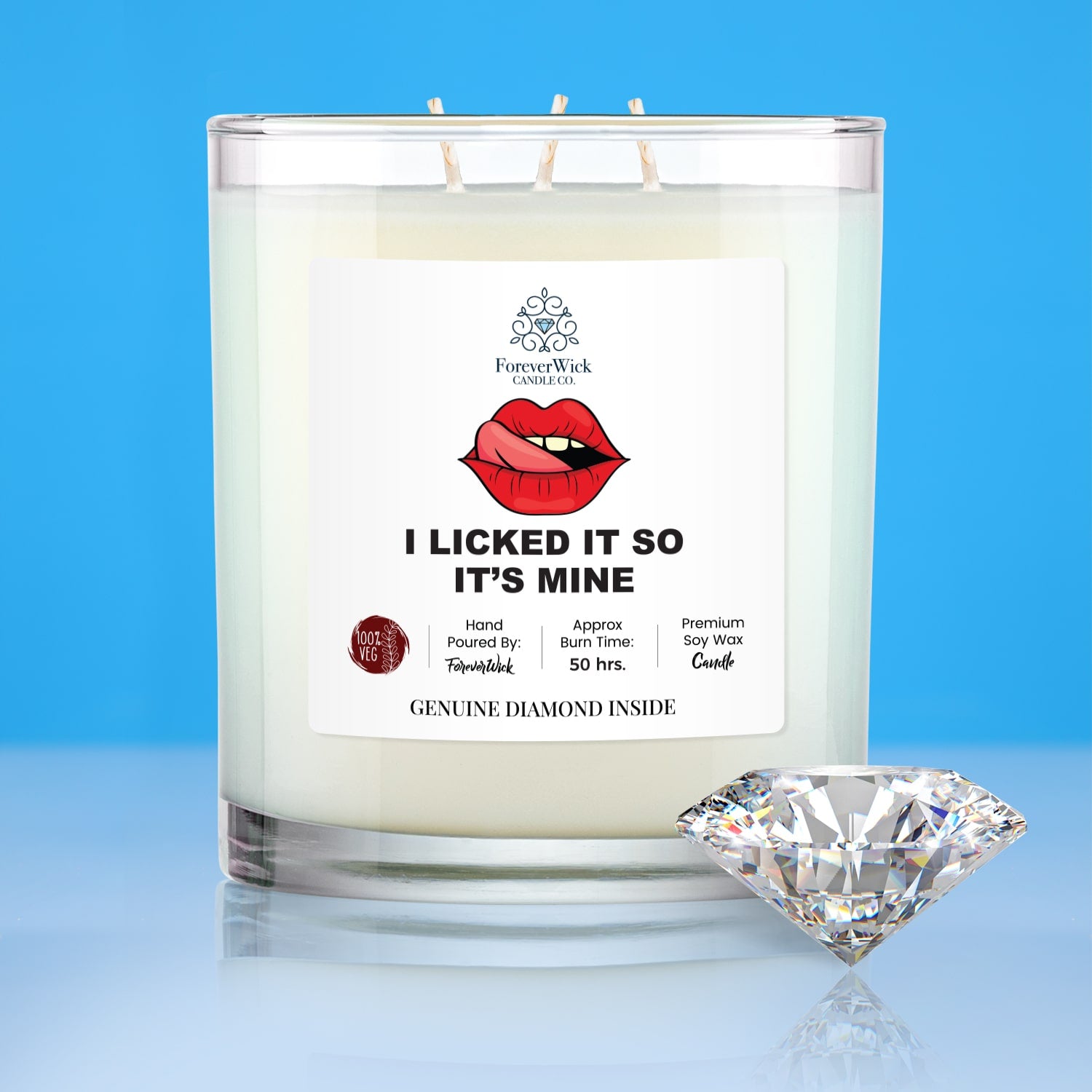 I licked it so it's mine 3 Wick Diamond Candle