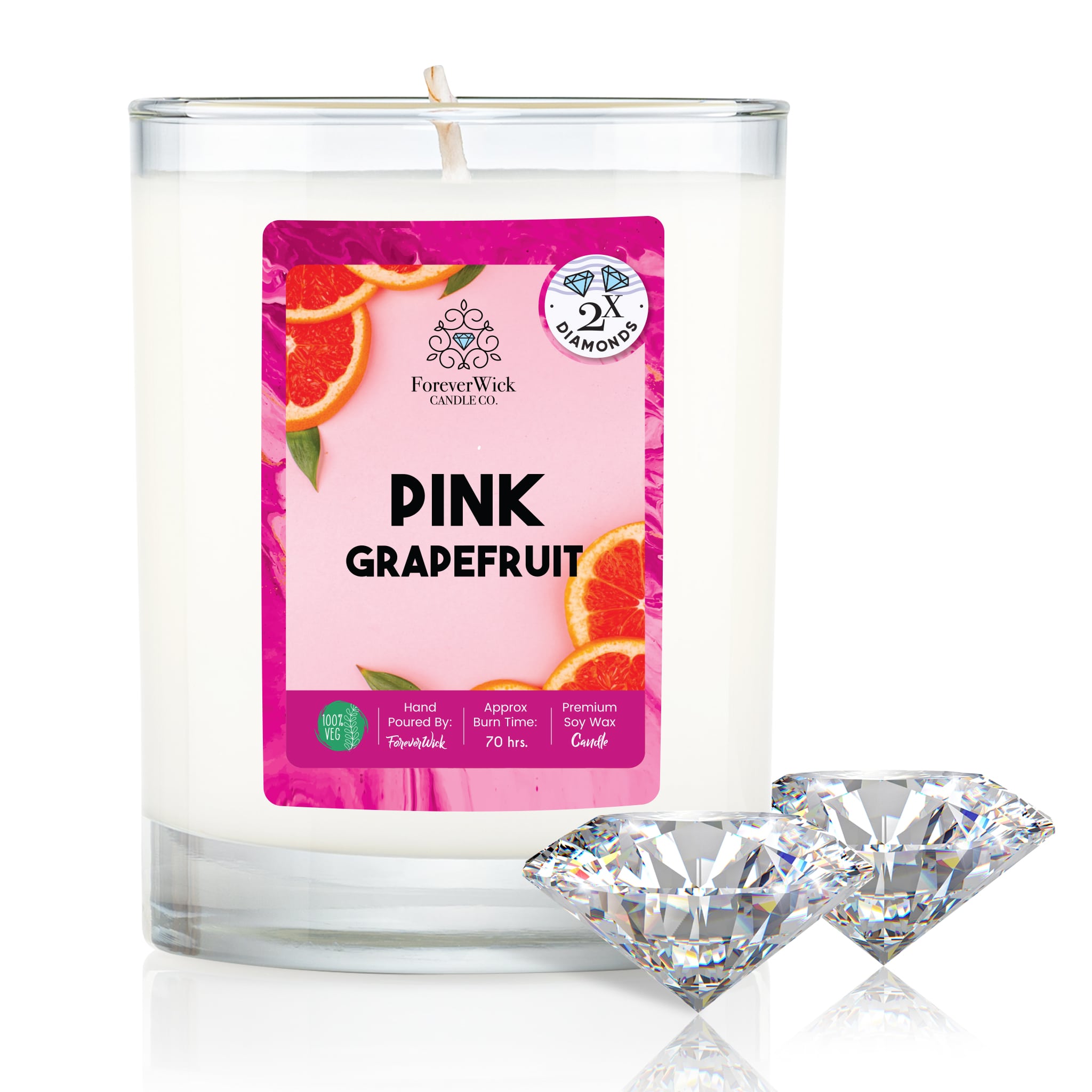 Pink Grapefruit Double Diamond Candle
