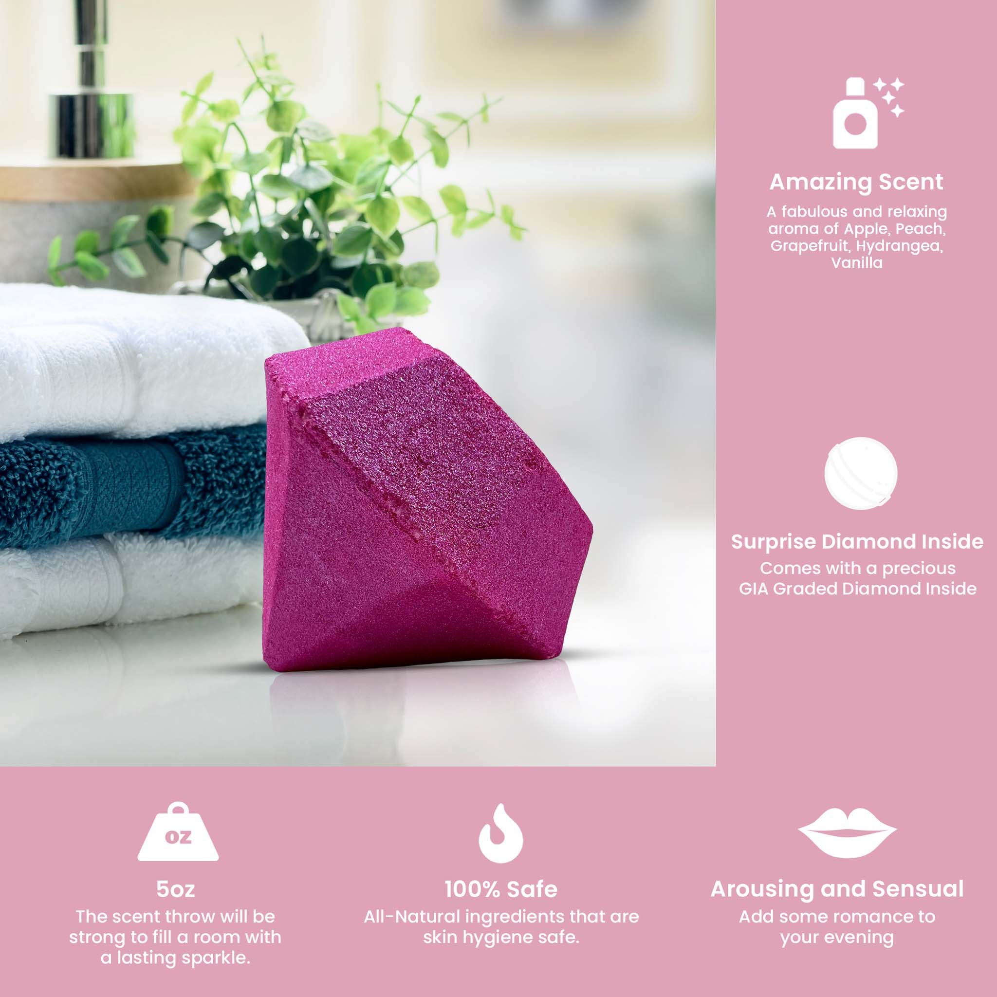 100ct Diamond Luxury Bath Bomb + Genuine Diamond