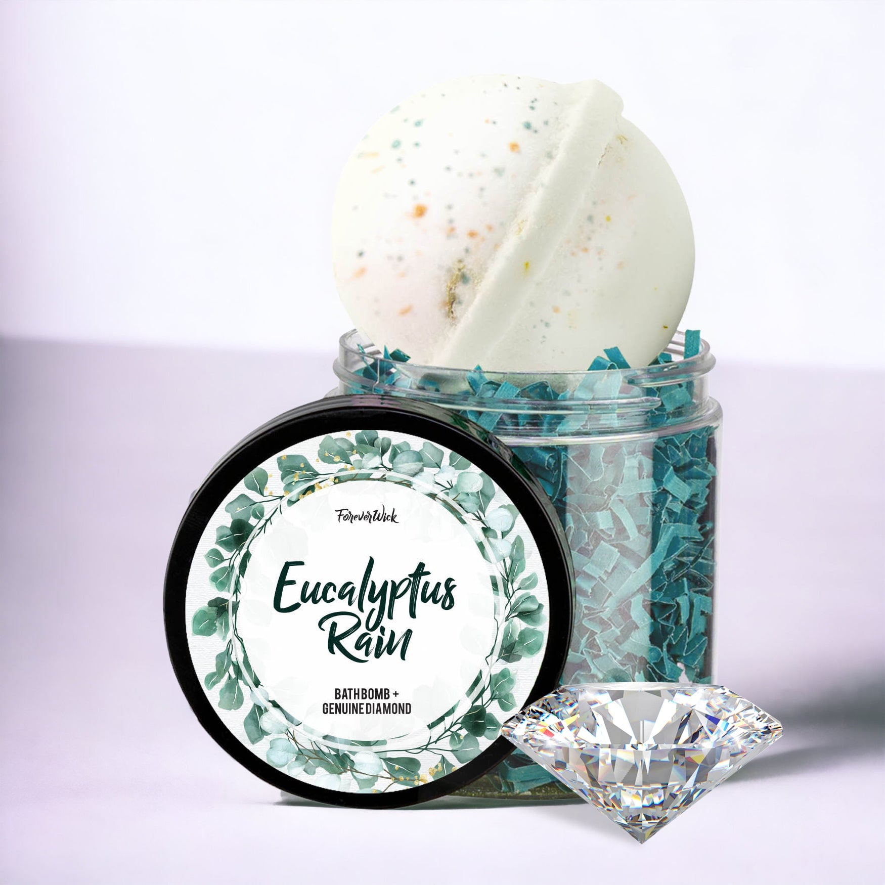 Eucalyptus Rain Luxury Bath Bomb + Genuine Diamond