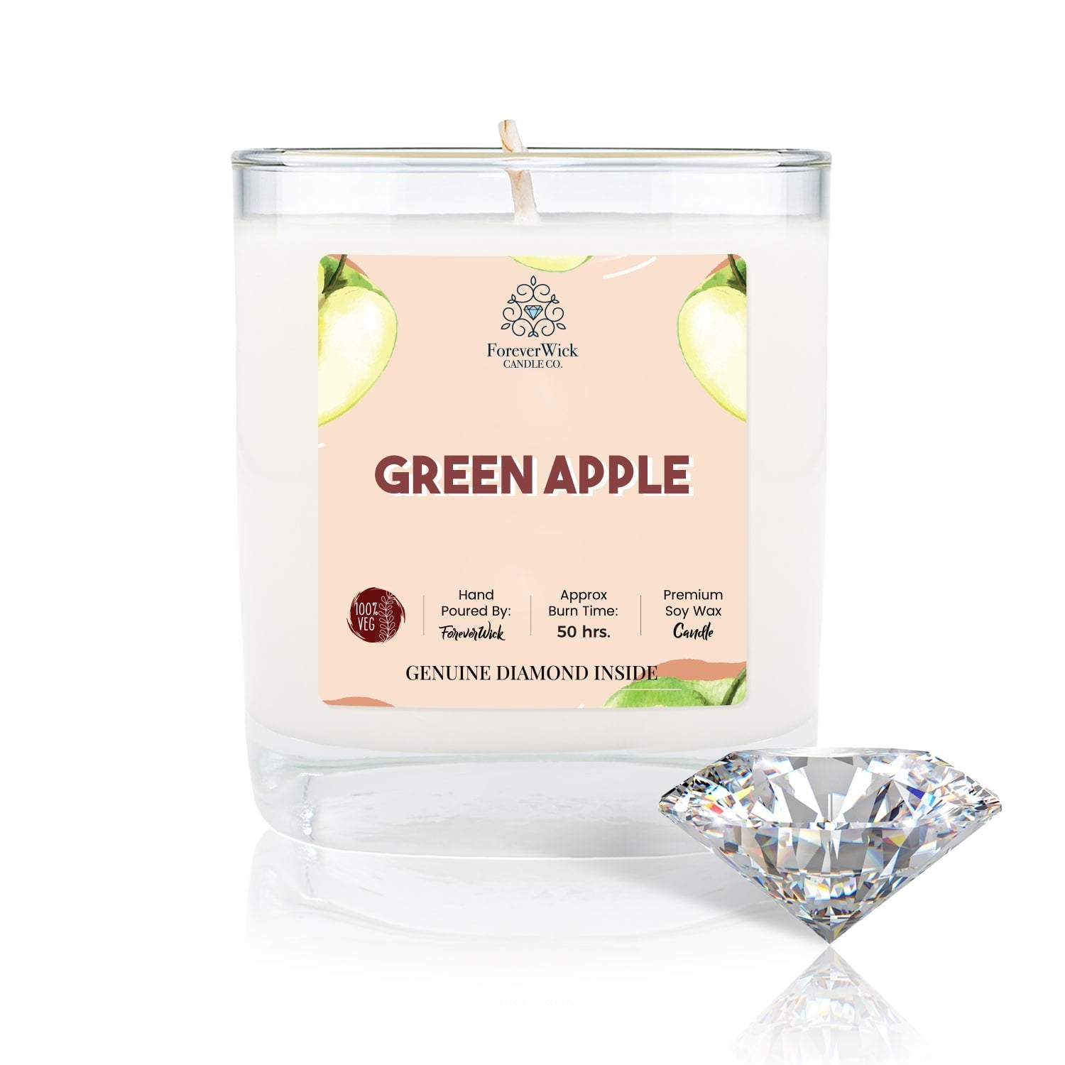 Green Apple Diamond Candle