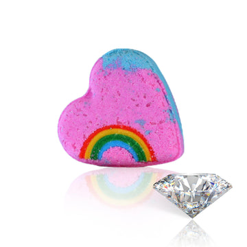 Rainbow Heart Luxury Bath Bomb + Genuine Diamond