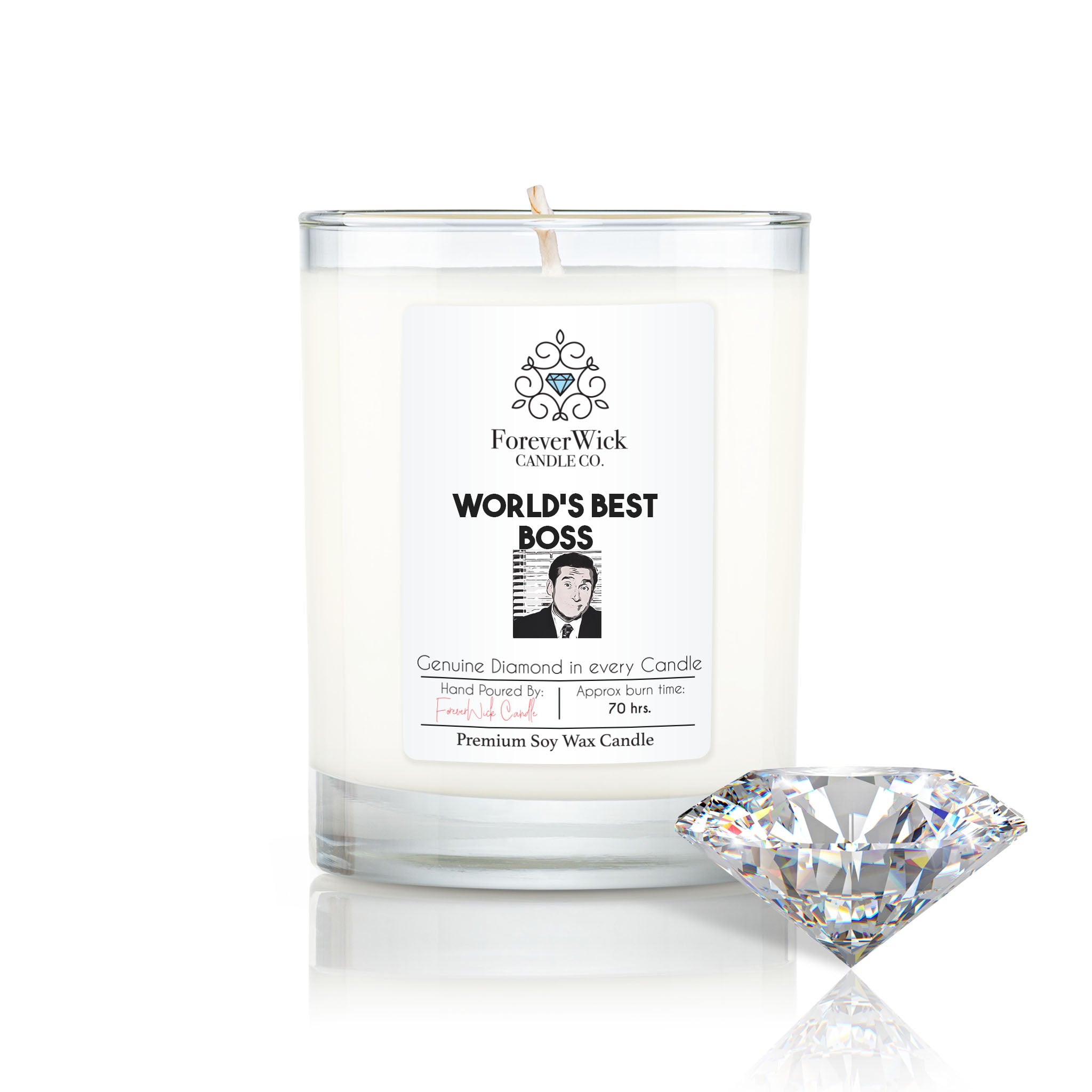 World's Best Boss Diamond Candle